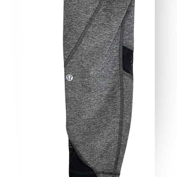 Lululemon Inspire Tight II (Mesh) Heathered Black / Black / Blue Tropics Size 6 - Picture 11 of 12